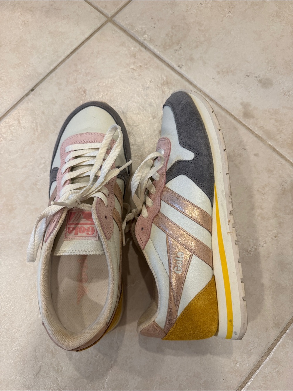GOLA Vintage style Sneakers in Pink, Gray, White & Mustard